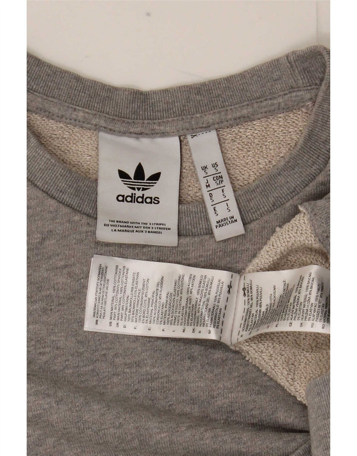Adidas Mens Moletom Jumper Pequeno Algodão Cinza