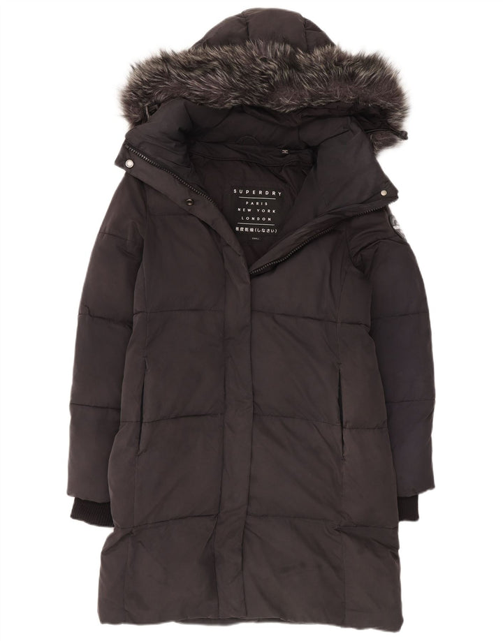 Casaco acolchoado superdimensionado com capuz feminino Superdry UK 10 poliéster cinza pequeno