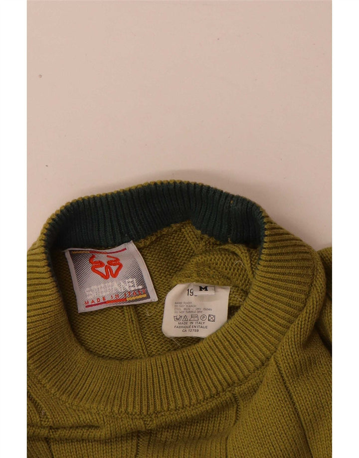 Suéter masculino Stefanel com gola redonda e algodão colorblock verde médio