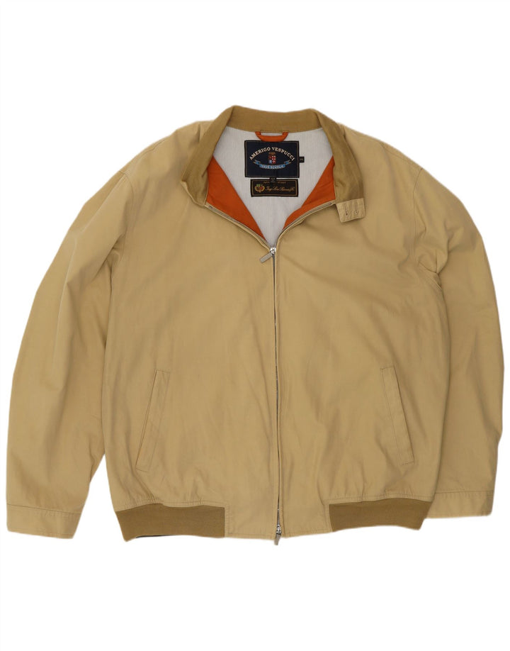Jaqueta bomber masculina Amerigo Vespucci UK 44 2XL poliéster bege