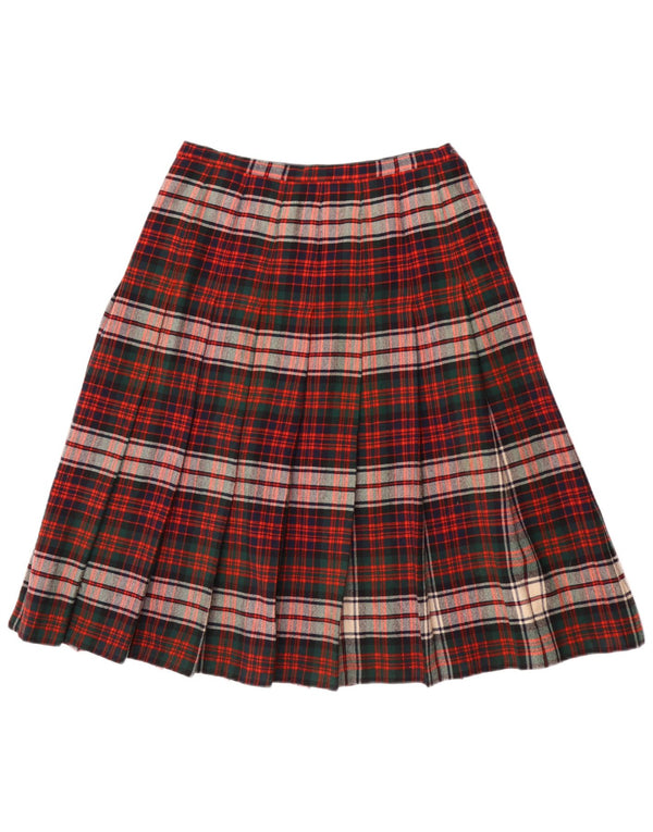 Saia plissada feminina vintage W30 xadrez médio multicolorido