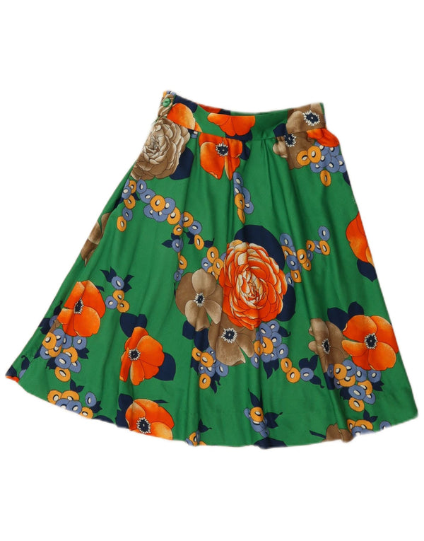 Saia feminina vintage linha A W22 2XS verde floral