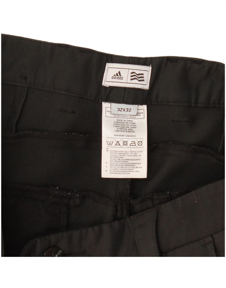 Calças casuais retas masculinas Adidas W32 L32 poliéster preto