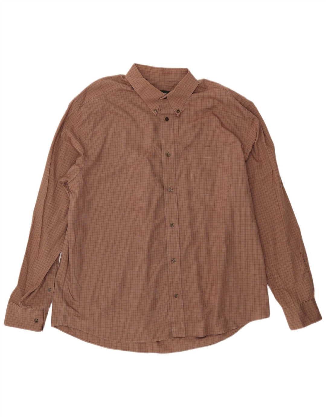 EDDIE BAUER Camisa masculina de flanela com ajuste relaxado XL marrom xadrez algodão