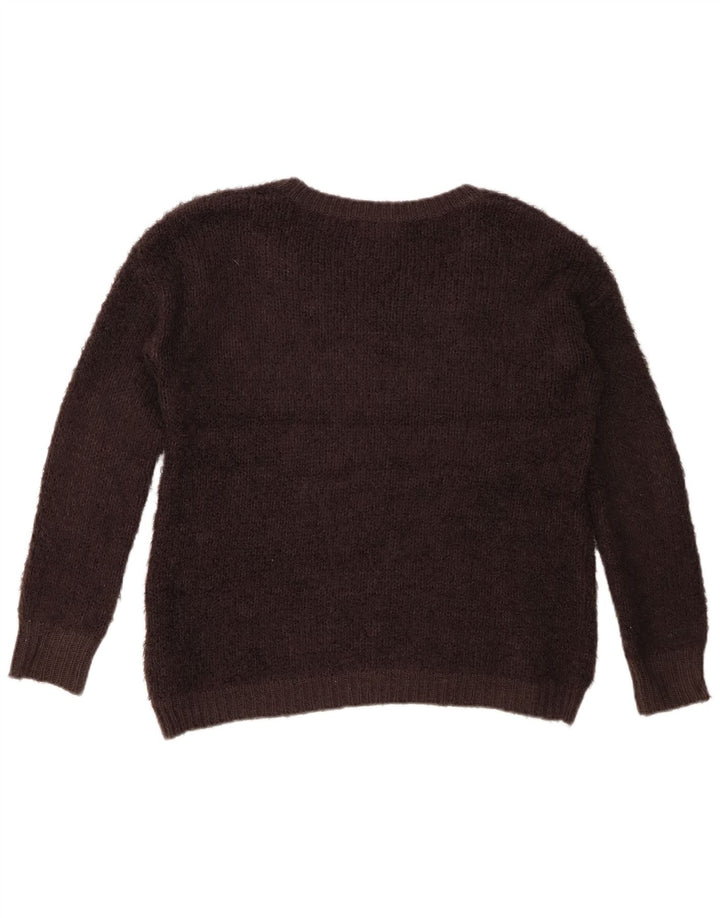 Suéter feminino Marks & Spencer grande com gola canoa Reino Unido 10 pequeno marrom