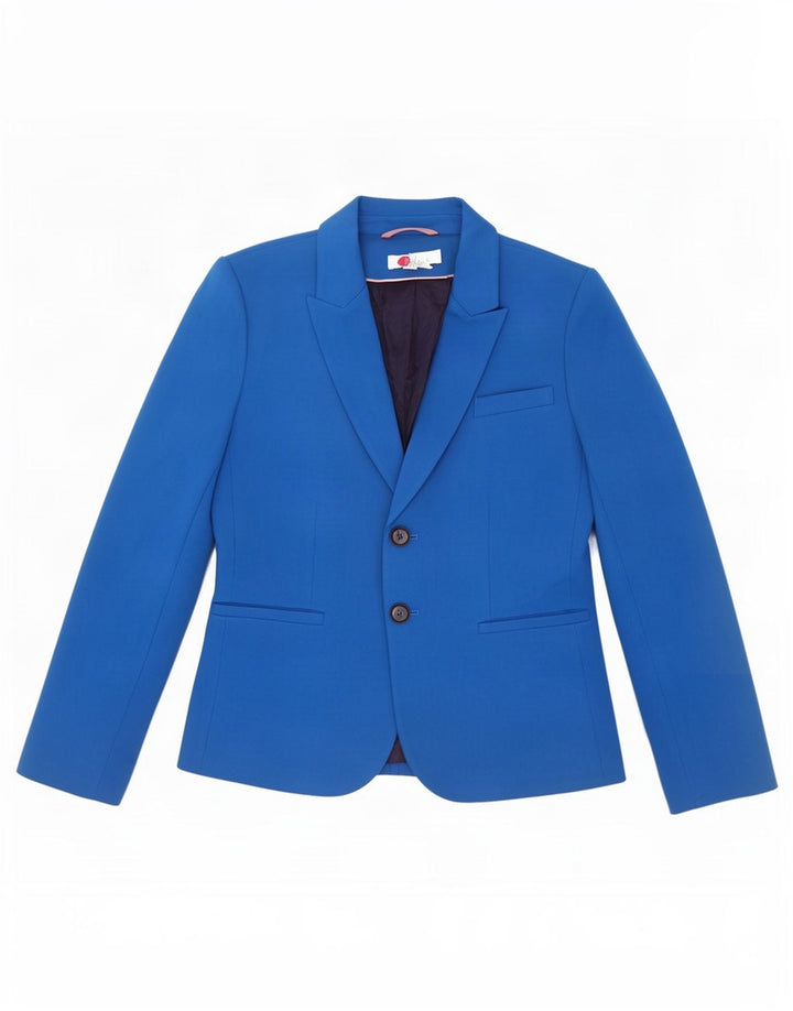 Jaqueta blazer feminina de 2 botões Boden Reino Unido 14 viscose azul médio