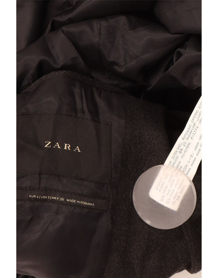 Sobretudo masculino Zara UK 36 pequeno poliéster cinza