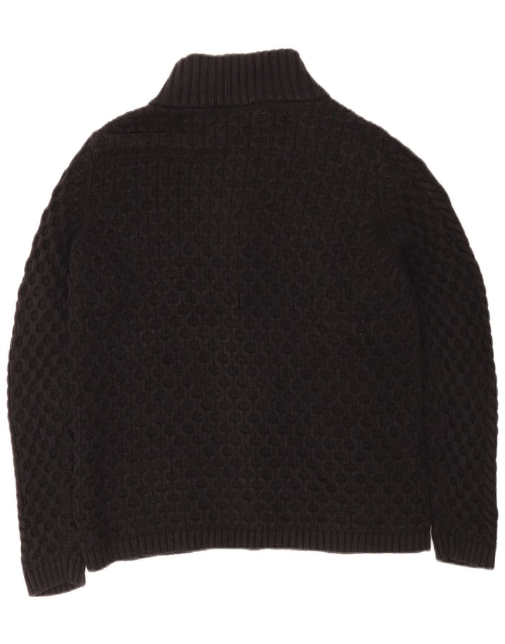 Suéter cardigã feminino Marks & Spencer Reino Unido 14 grande algodão preto