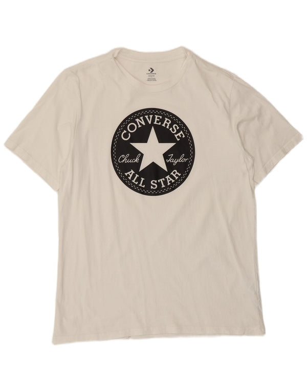 Converse Mens Graphic T-Shirt Top Grande Algodão Branco