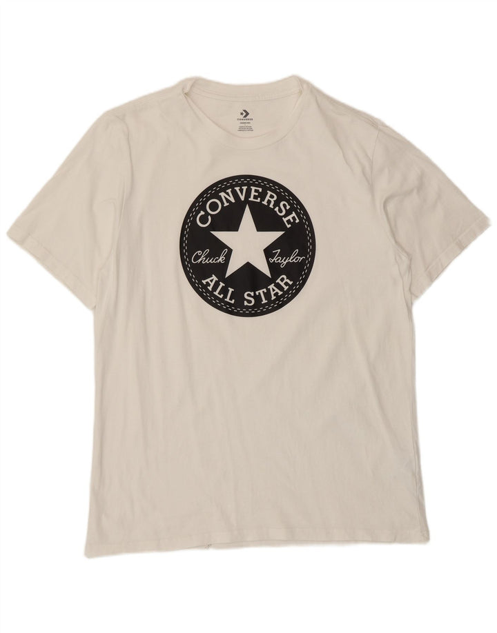 Converse Mens Graphic T-Shirt Top Grande Algodão Branco