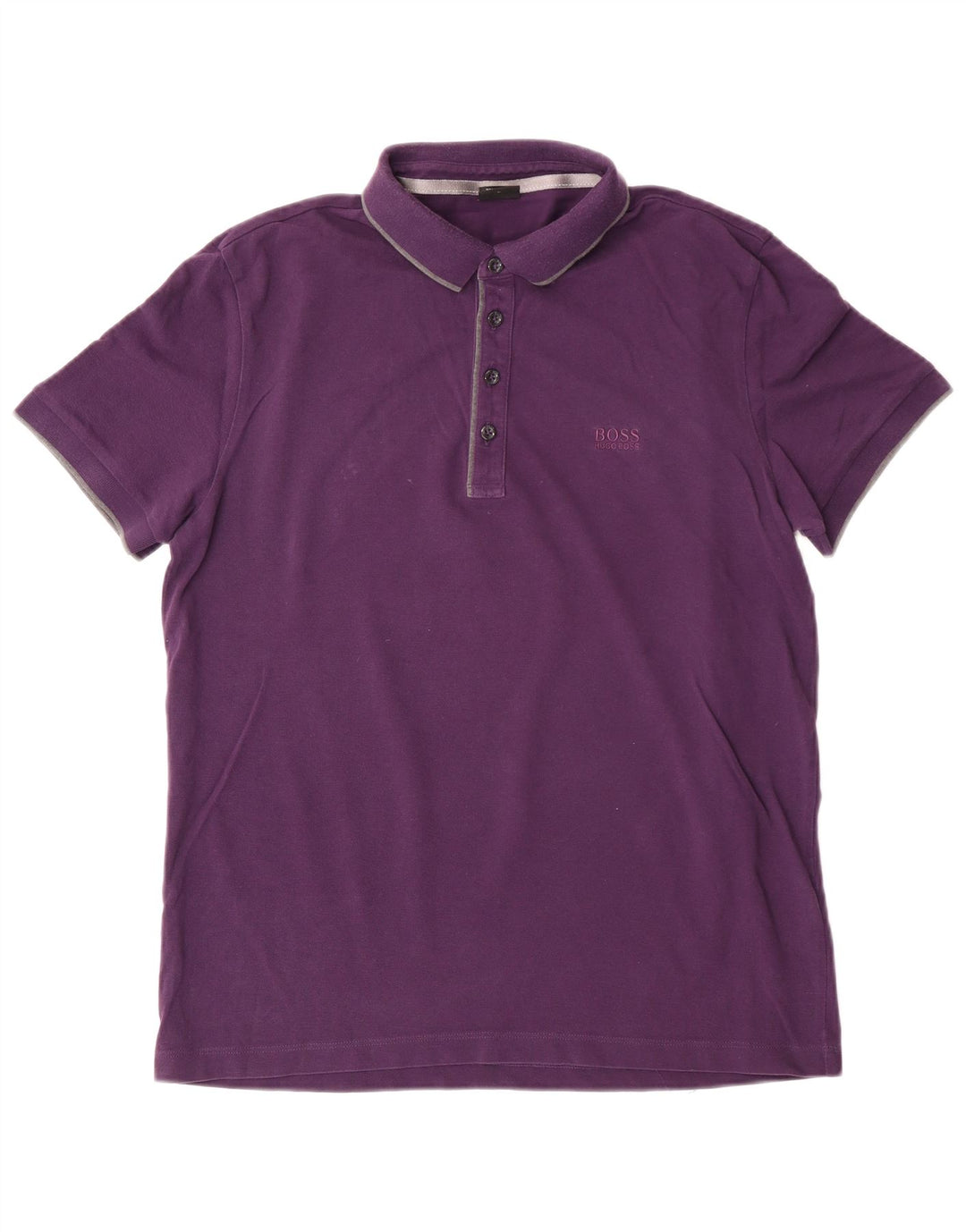 Camisa polo masculina Hugo Boss Regular Fit grande algodão roxo