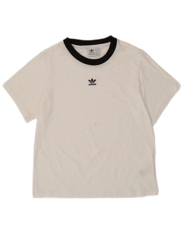 ADIDAS Womens Oversized T-Shirt Top UK 8 Pequeno Algodão Branco