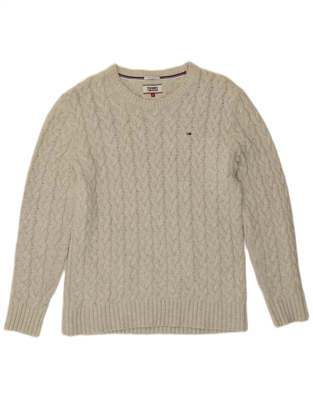 Suéter masculino Tommy Hilfiger regular fit com gola redonda médio branco