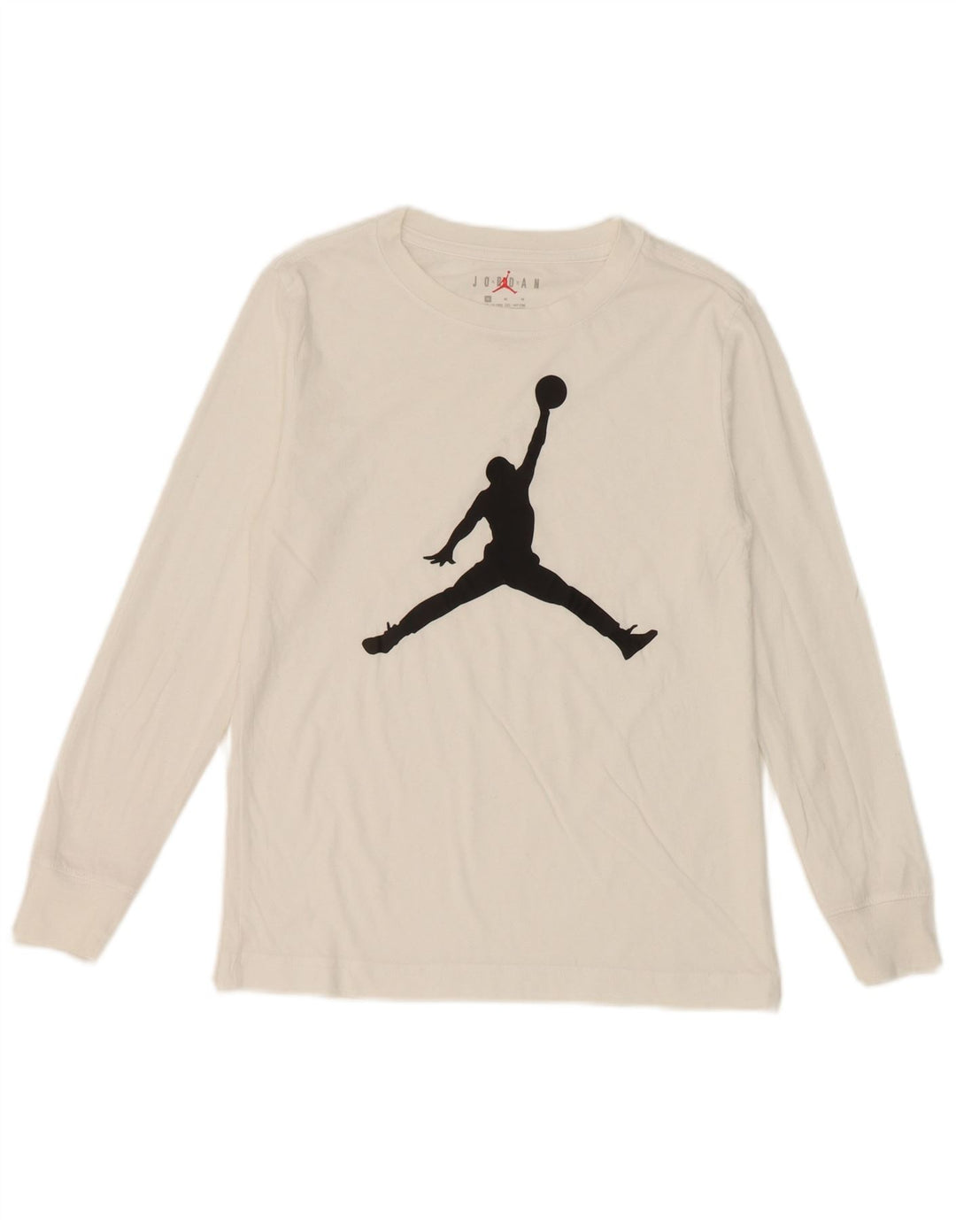Top gráfico Jordan Boys manga comprida 10-11 anos médio algodão branco