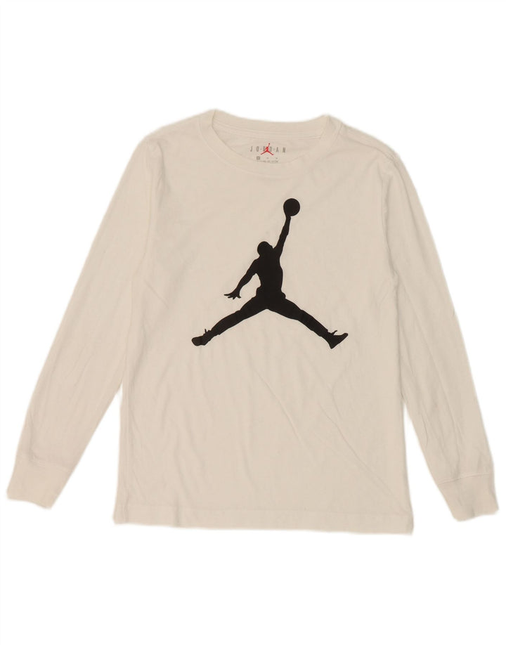Top gráfico Jordan Boys manga comprida 10-11 anos médio algodão branco