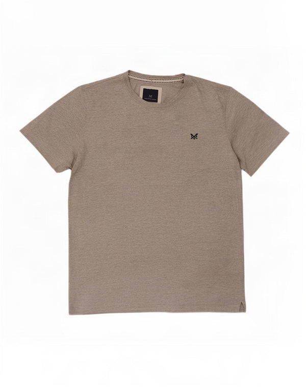 Camiseta masculina Crew Clothing Top grande algodão manchado cinza