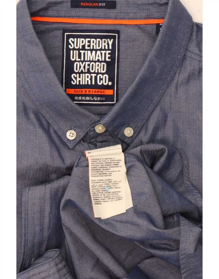 Camisa masculina Superdry manga curta regular fit 2XL algodão azul