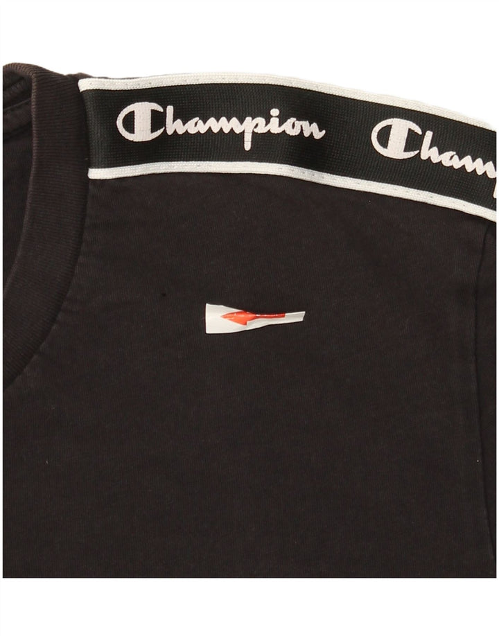 Camiseta masculina gráfica Champion pequena de algodão preto