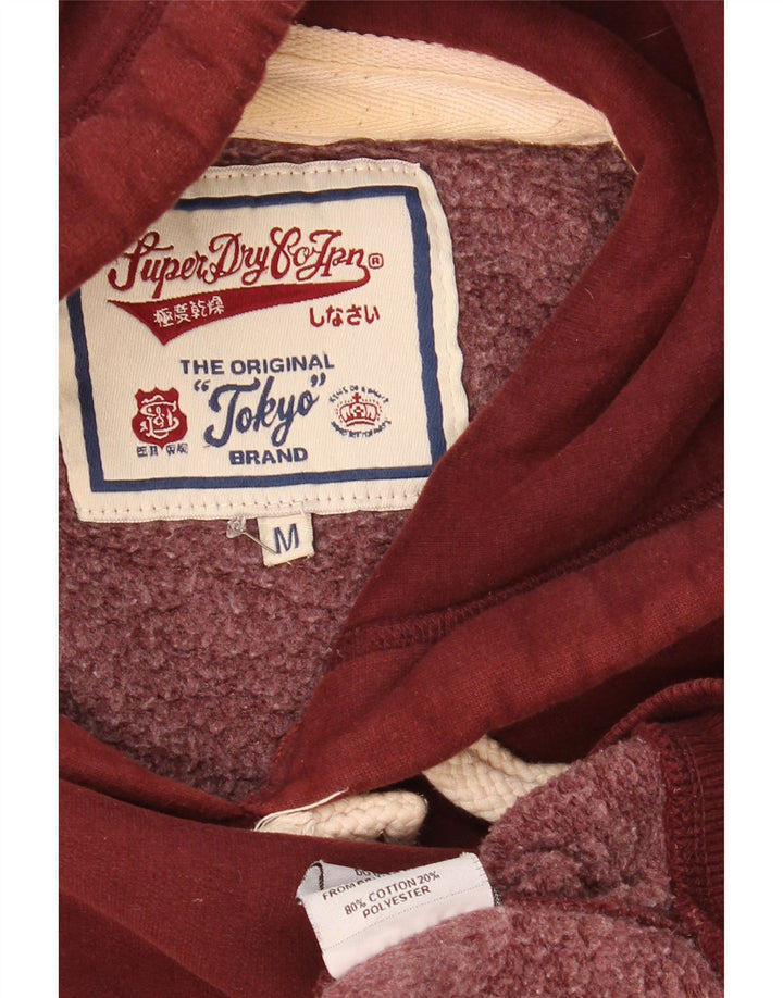 Superdry Mens Hoodie Jumper Médio Algodão Borgonha