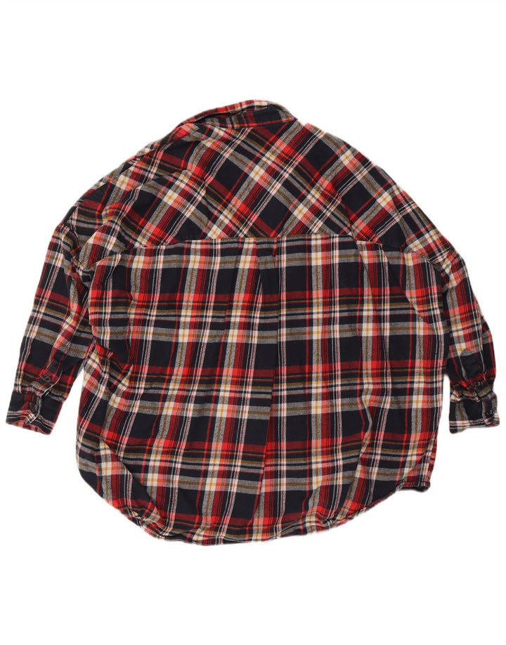 Camisa de flanela feminina French Connection UK 14 grande xadrez multicolorida
