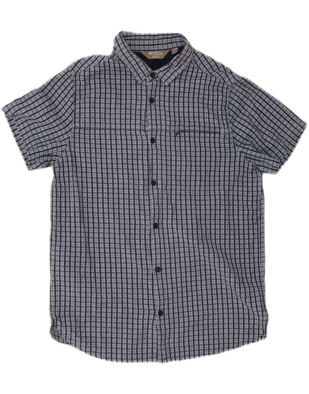 Camisa masculina de manga curta Mountain Warehouse grande algodão xadrez azul marinho