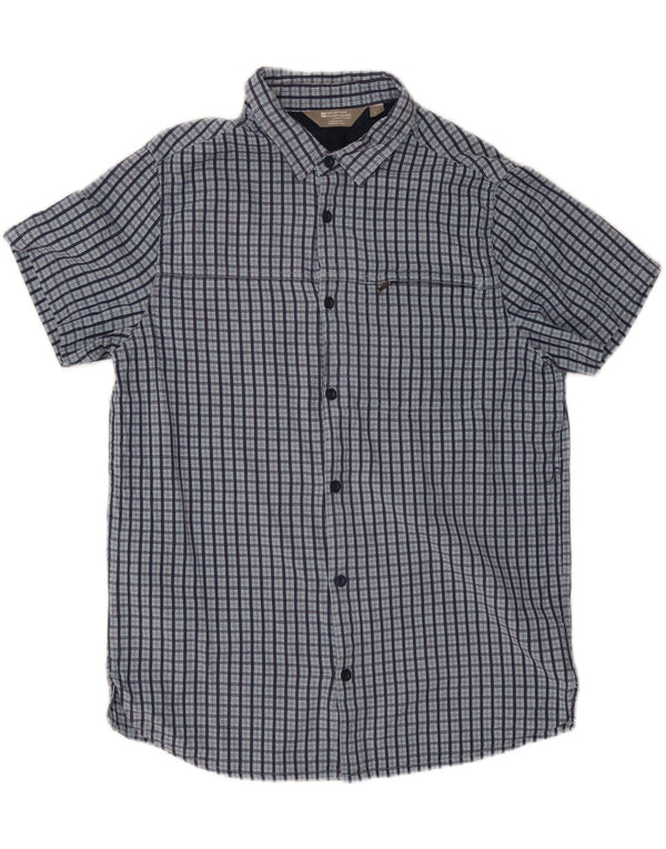 Camisa masculina de manga curta Mountain Warehouse grande algodão xadrez azul marinho