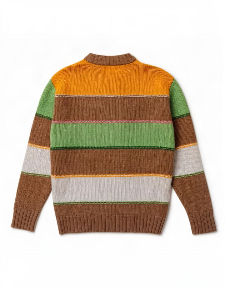 Zara Suéter masculino com decote em V médio listrado multicolorido de algodão