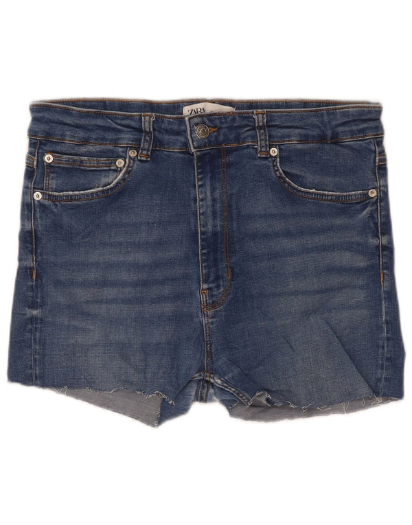 Shorts jeans skinny de cintura alta feminino Zara EU 44 XL W34 azul