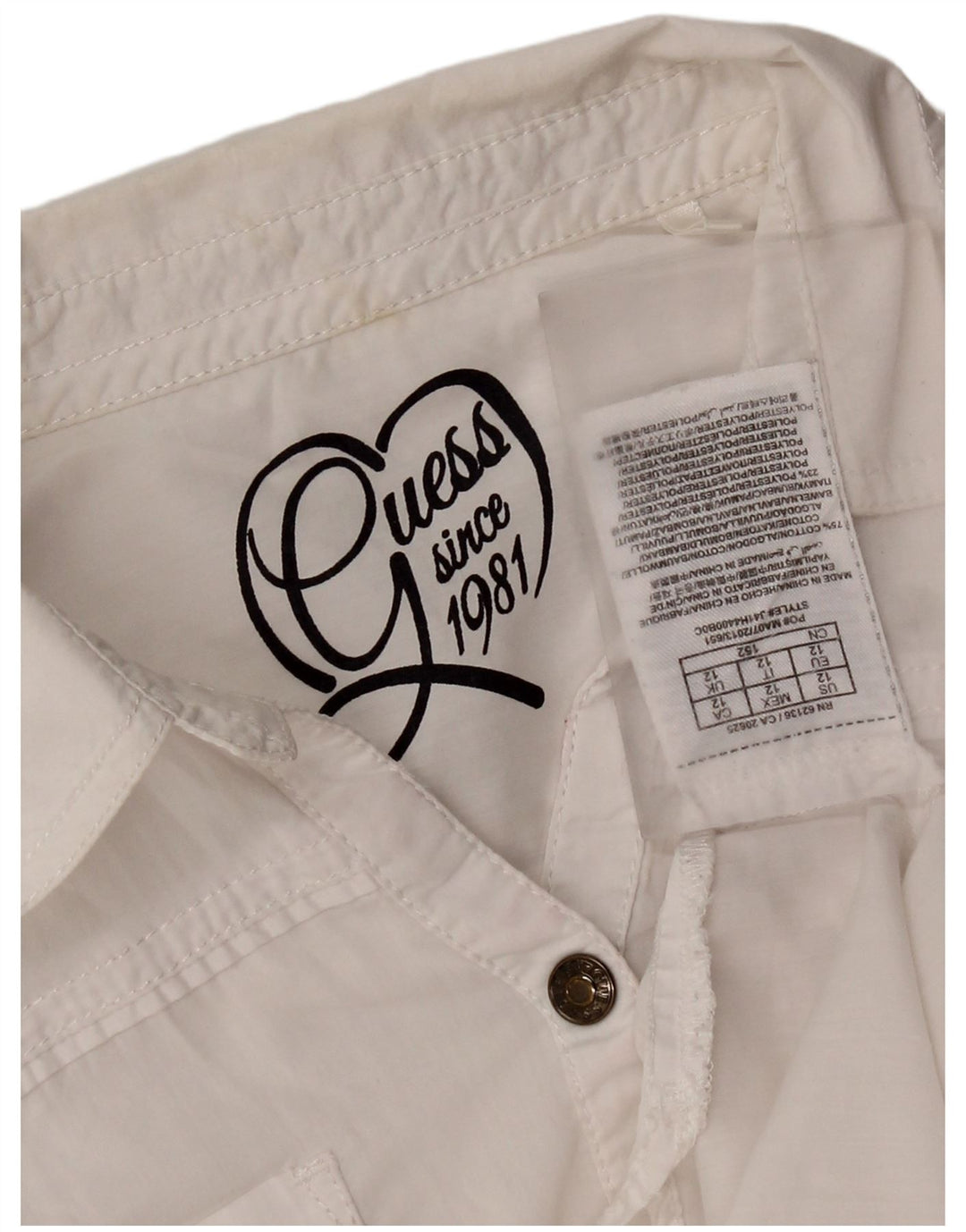 Camisa Guess Menina 11-12 Anos Algodão Branco