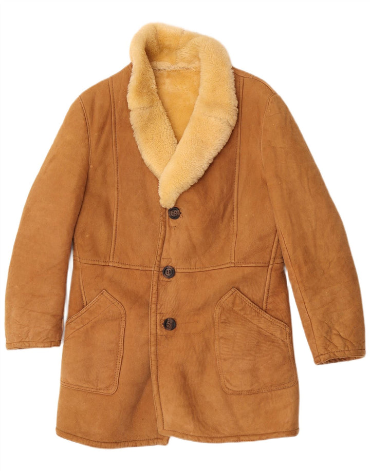 Jaqueta masculina vintage de shearling IT 50 grande marrom