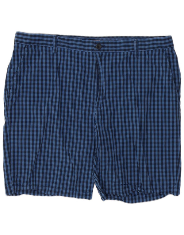 IZOD Mens Chino Shorts W38 XL Azul Gingham Algodão