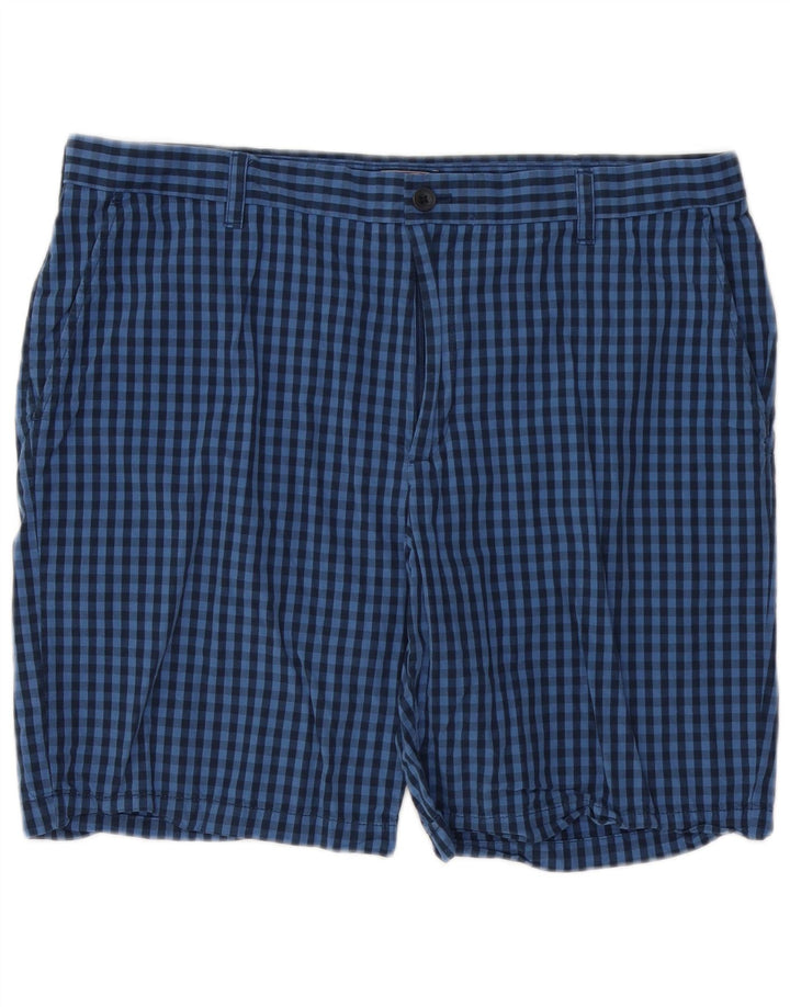 IZOD Mens Chino Shorts W38 XL Azul Gingham Algodão