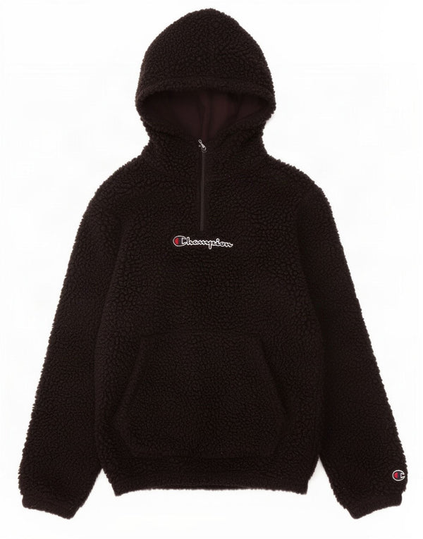 Jumper de lã com capuz e gola com zíper para meninos Champion 13-14 anos XL preto poliéster