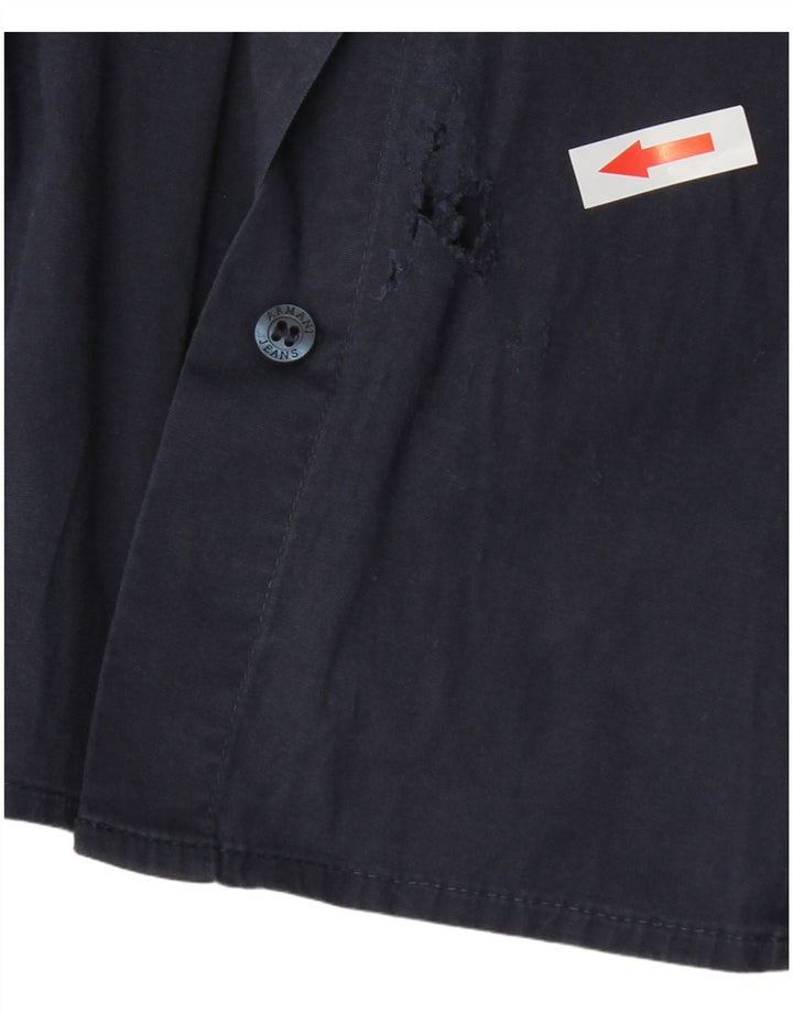 Camisa feminina Armani grande algodão azul marinho