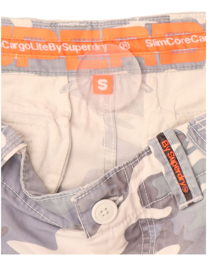 Shorts cargo masculino SUPERDRY pequeno W32 algodão camuflado cinza