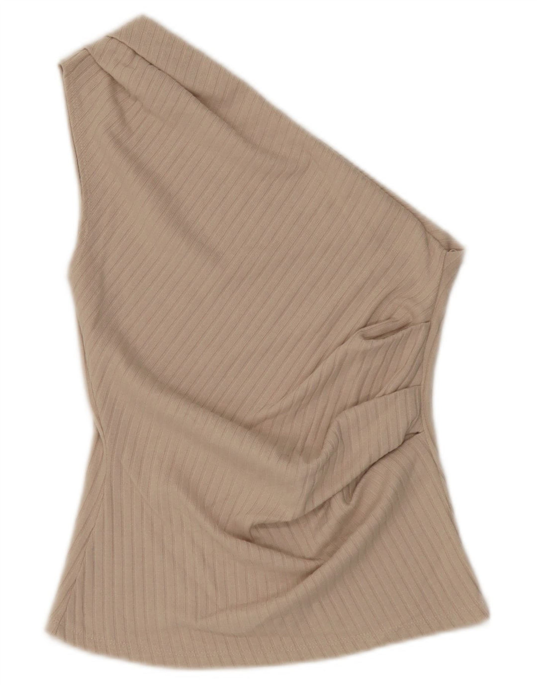 Top feminino Zara com um ombro UK 8 pequeno poliéster bege