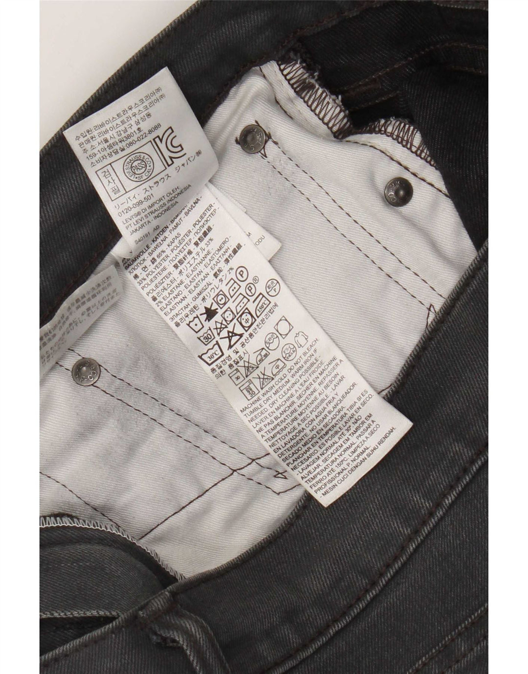 Levi's Mens Slim Jeans W34 L32 Cinza Algodão