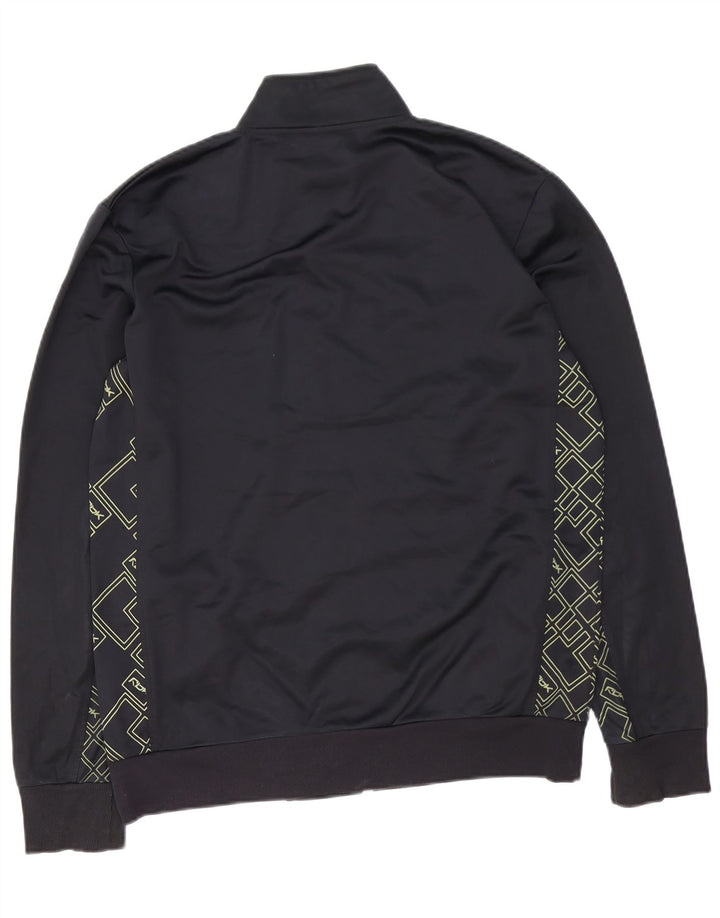 REEBOK Mens Graphic Tracksuit Top Jaqueta Médio Preto Geométrico Poliéster