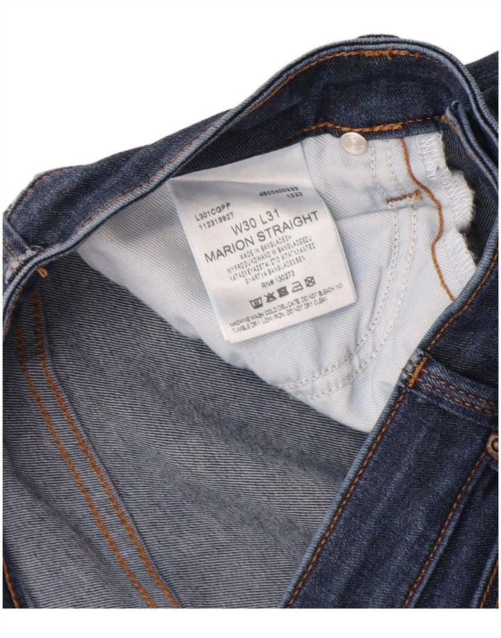 LEE Womens Marion Straight Jeans W30 L28 Azul Marinho Algodão