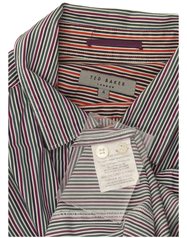 Camisa masculina TED BAKER tamanho 4 grande algodão listrado multicolorido