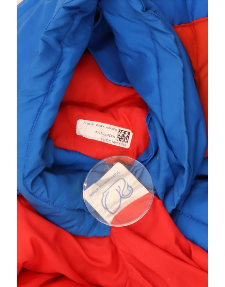 Jaqueta acolchoada com capuz masculina vintage UK 40 grande poliamida colorblock azul