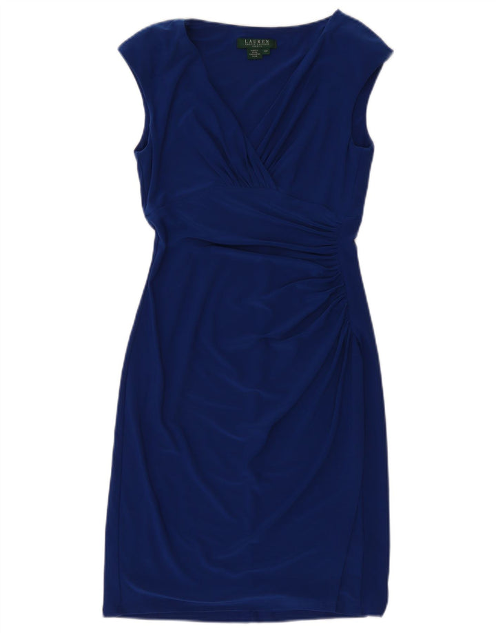 Ralph Lauren vestido feminino sem mangas com bainha US 4 pequeno azul poliéster