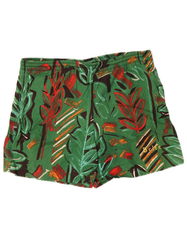 Belfe Mens Shorts IT 46 Pequeno W30 Verde Floral