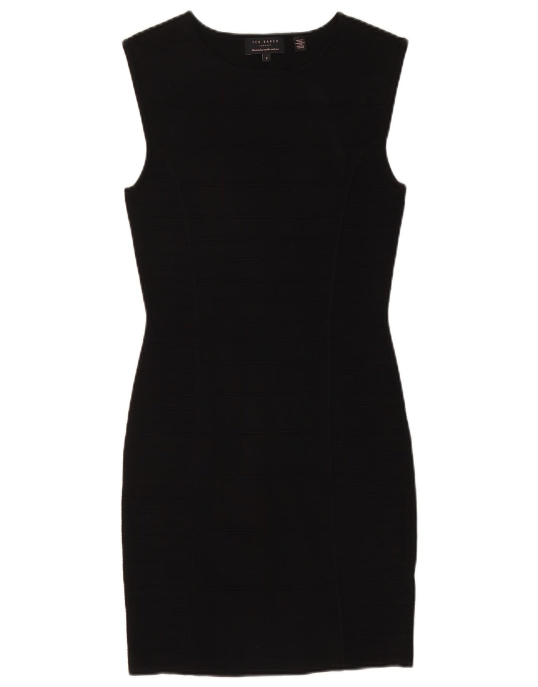 Vestido feminino Ted Baker sem mangas, tamanho 2, viscose preta pequena