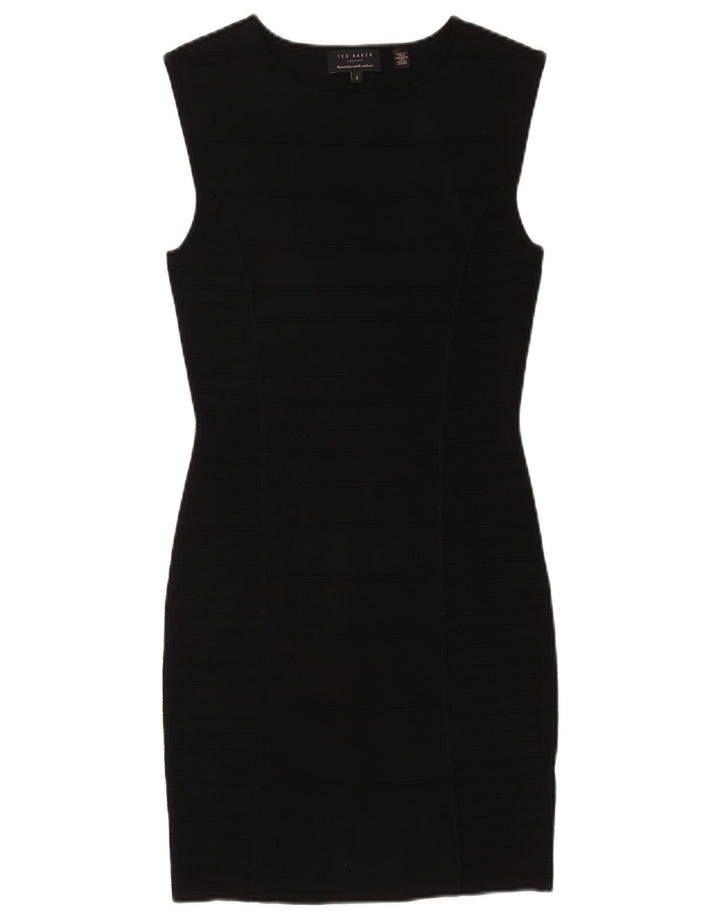 Vestido feminino Ted Baker sem mangas, tamanho 2, viscose preta pequena