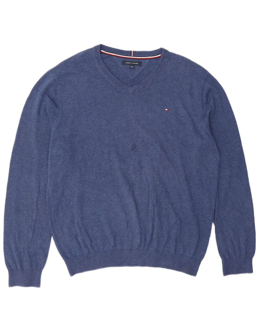 Suéter masculino Tommy Hilfiger com decote em V XL azul clássico