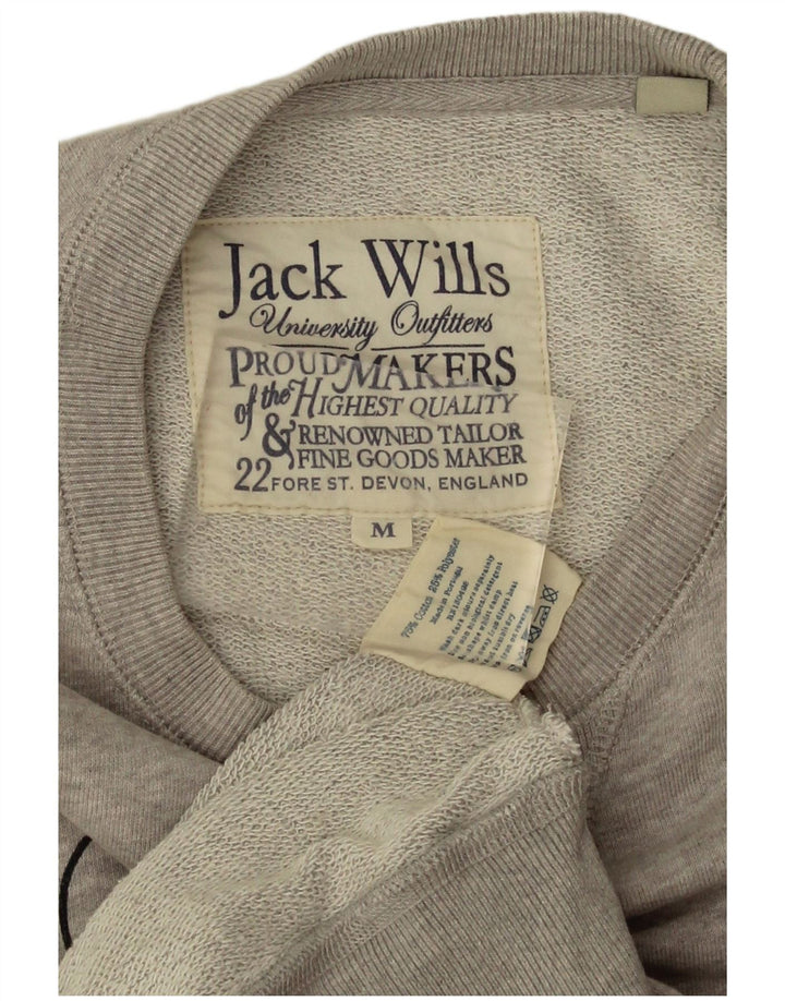 Jack Wills moletom gráfico masculino jumper médio cinza algodão manchado