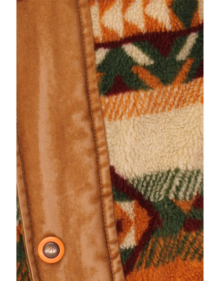 Jaqueta de lã masculina WAMPUM UK 40 grande marrom geométrico