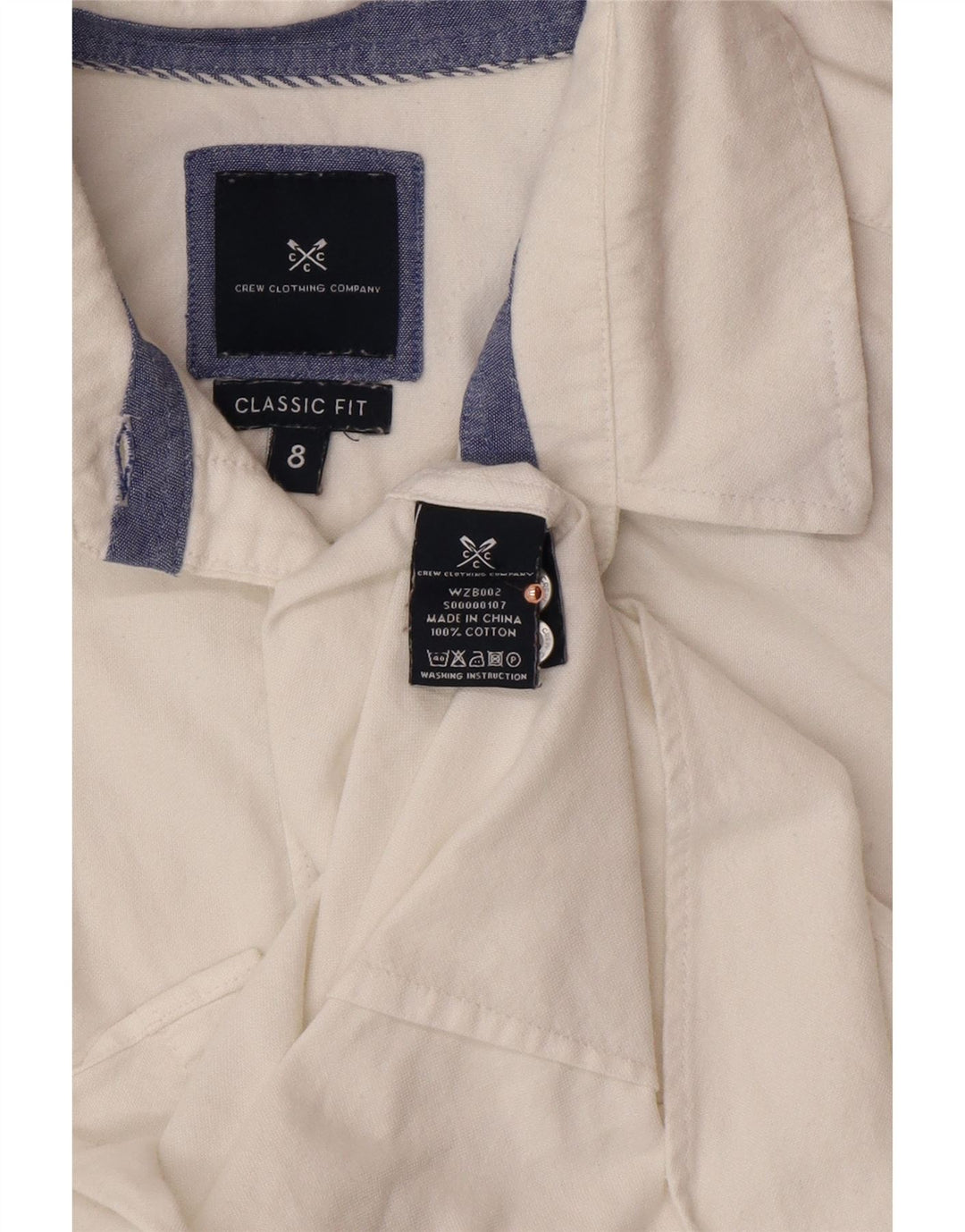 CREW CLOTHING Camisa feminina clássica de ajuste Reino Unido 8 algodão branco pequeno