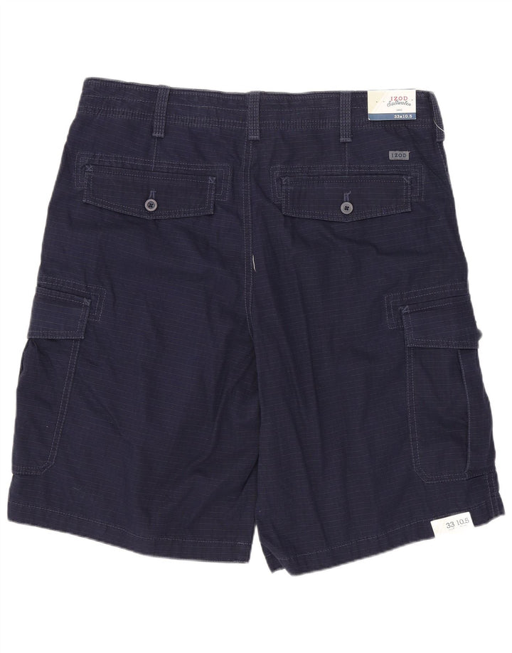 IZOD Mens Salt Water Cargo Shorts W33 Médio Algodão Azul Marinho
